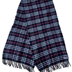 Burberrys Classic Check Scarf Black 100% Cashmere Unisex Scarf Made In England